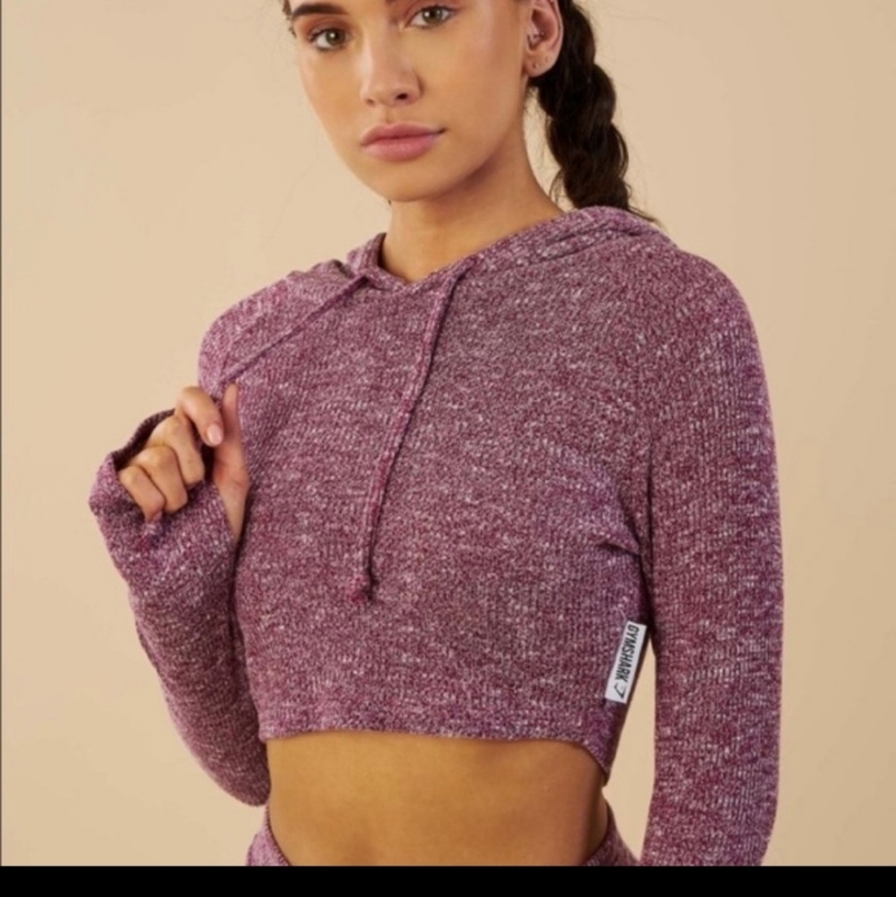 Cropped Knit Hoodie